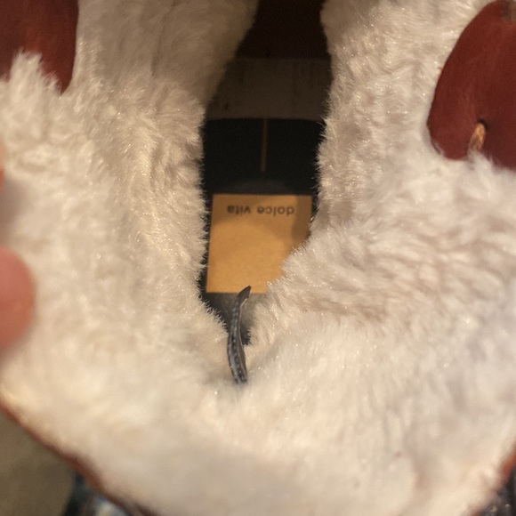 Dolce Vita Cognac Wedge Booties with Leather, Shearling & Suede - Picture 5 of 5